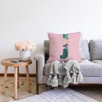 Pembe Zemin Tropik Yapraklı J Harfi Özel Tasarım Dijital Baskılı Raşel Kadife Yastık Kırlent Kılıfı Realhomes