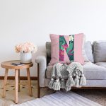 Pembe Zemin Tropik Yapraklı N Harfi Özel Tasarım Dijital Baskılı Raşel Kadife Yastık Kırlent Kılıfı Realhomes