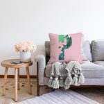 Pembe Zemin Tropik Yapraklı P Harfi Özel Tasarım Dijital Baskılı Raşel Kadife Yastık Kırlent Kılıfı Realhomes