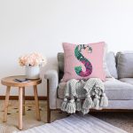 Pembe Zemin Tropik Yapraklı S Harfi Özel Tasarım Dijital Baskılı Raşel Kadife Yastık Kırlent Kılıfı Realhomes