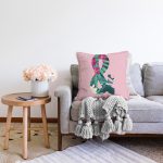 Pembe Zemin Tropik Yapraklı & Harfi Özel Tasarım Dijital Baskılı Raşel Kadife Yastık Kırlent Kılıfı Realhomes