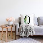 - Sonil-K9444-Gorsel2 - Realhomes  Beyaz Zemin Yaprak Motifli Siyah 0 Rakamı Özel Tasarım Dijital Baskılı Raşel Kadife Yastık Kırlent Kılıfı Realhomes