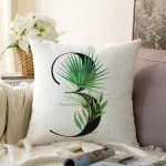 Beyaz Zemin Yaprak Motifli Siyah 3 Rakamı Özel Tasarım Dijital Baskılı Raşel Kadife Yastık Kırlent Kılıfı Realhomes