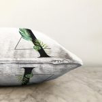 - Sonil-K9448-Gorsel3 - Realhomes Beyaz Zemin Yaprak Motifli Siyah 4 Rakamı Özel Tasarım Dijital Baskılı Raşel Kadife Yastık Kırlent Kılıfı Realhomes