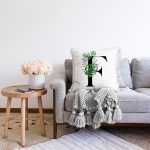 - Sonil-K9460-Gorsel2 - Realhomes Beyaz Zemin Yaprak Motifli Siyah F Harfi Özel Tasarım Dijital Baskılı Raşel Kadife Yastık Kırlent Kılıfı Realhomes