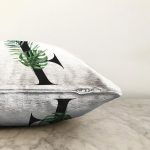 - Sonil-K9460-Gorsel3 - Realhomes Beyaz Zemin Yaprak Motifli Siyah F Harfi Özel Tasarım Dijital Baskılı Raşel Kadife Yastık Kırlent Kılıfı Realhomes