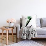 Beyaz Zemin Yaprak Motifli Siyah Z Harfi Özel Tasarım Dijital Baskılı Raşel Kadife Yastık Kırlent Kılıfı Realhomes