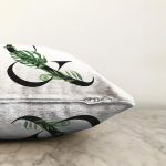 - Sonil-K9485-Gorsel3 - Realhomes Beyaz Zemin Yaprak Motifli Siyah & Harfi Özel Tasarım Dijital Baskılı Raşel Kadife Yastık Kırlent Kılıfı Realhomes