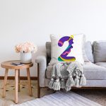 Beyaz Zemin Renkli 2 Rakamlı Özel Tasarım Dijital Baskılı Raşel Kadife Yastık Kırlent Kılıfı Realhomes