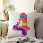 Beyaz Zemin Renkli 4 Rakamlı Özel Tasarım Dijital Baskılı Raşel Kadife Yastık Kırlent Kılıfı Realhomes