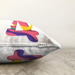 Beyaz Zemin Renkli 4 Rakamlı Özel Tasarım Dijital Baskılı Raşel Kadife Yastık Kırlent Kılıfı Realhomes