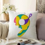 Beyaz Zemin Renkli 9 Rakamlı Özel Tasarım Dijital Baskılı Raşel Kadife Yastık Kırlent Kılıfı Realhomes