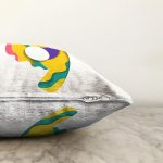 Beyaz Zemin Renkli 9 Rakamlı Özel Tasarım Dijital Baskılı Raşel Kadife Yastık Kırlent Kılıfı Realhomes