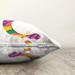 Beyaz Zemin Renkli Ç Harfli Özel Tasarım Dijital Baskılı Raşel Kadife Yastık Kırlent Kılıfı Realhomes