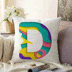 Beyaz Zemin Renkli D Harfli Özel Tasarım Dijital Baskılı Raşel Kadife Yastık Kırlent Kılıfı Realhomes
