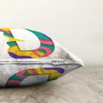 Beyaz Zemin Renkli D Harfli Özel Tasarım Dijital Baskılı Raşel Kadife Yastık Kırlent Kılıfı Realhomes