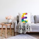 - Sonil-K9501-Gorsel2 - Realhomes Beyaz Zemin Renkli E Harfli Özel Tasarım Dijital Baskılı Raşel Kadife Yastık Kırlent Kılıfı Realhomes