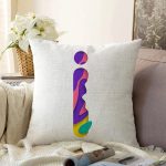 Beyaz Zemin Renkli İ Harfli Özel Tasarım Dijital Baskılı Raşel Kadife Yastık Kırlent Kılıfı Realhomes