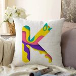 - Sonil-K9508-Gorsel1 - Realhomes Beyaz Zemin Renkli K Harfli Özel Tasarım Dijital Baskılı Raşel Kadife Yastık Kırlent Kılıfı Realhomes