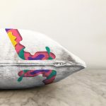 Beyaz Zemin Renkli L Harfli Özel Tasarım Dijital Baskılı Raşel Kadife Yastık Kırlent Kılıfı Realhomes