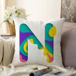 - Sonil-K9511-Gorsel1 - Realhomes  Beyaz Zemin Renkli N Harfli Özel Tasarım Dijital Baskılı Raşel Kadife Yastık Kırlent Kılıfı Realhomes