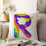 - Sonil-K9516-Gorsel1 - Realhomes Beyaz Zemin Renkli R Harfli Özel Tasarım Dijital Baskılı Raşel Kadife Yastık Kırlent Kılıfı Realhomes