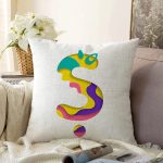 Beyaz Zemin Renkli Ş Harfli Özel Tasarım Dijital Baskılı Raşel Kadife Yastık Kırlent Kılıfı Realhomes