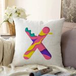 - Sonil-K9524-Gorsel1 - Realhomes Beyaz Zemin Renkli X Harfli Özel Tasarım Dijital Baskılı Raşel Kadife Yastık Kırlent Kılıfı Realhomes