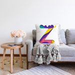 - Sonil-K9526-Gorsel2 - Realhomes  Beyaz Zemin Renkli Z Harfli Özel Tasarım Dijital Baskılı Raşel Kadife Yastık Kırlent Kılıfı Realhomes