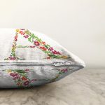 Beyaz Zemin Yaprak Temalı A Harfi Özel Tasarım Dijital Baskılı Raşel Kadife Yastık Kırlent Kılıfı Realhomes