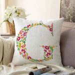 - Sonil-K9535-Gorsel1 - Realhomes Beyaz Zemin Yaprak Temalı G Harfi Özel Tasarım Dijital Baskılı Raşel Kadife Yastık Kırlent Kılıfı Realhomes