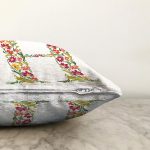 Beyaz Zemin Yaprak Temalı H Harfi Özel Tasarım Dijital Baskılı Raşel Kadife Yastık Kırlent Kılıfı Realhomes