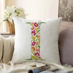 Beyaz Zemin Yaprak Temalı I Harfi Özel Tasarım Dijital Baskılı Raşel Kadife Yastık Kırlent Kılıfı Realhomes