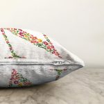 Beyaz Zemin Yaprak Temalı N Harfi Özel Tasarım Dijital Baskılı Raşel Kadife Yastık Kırlent Kılıfı Realhomes