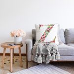 - Sonil-K9557-Gorsel2 - Realhomes Beyaz Zemin Yaprak Temalı Z Harfi Özel Tasarım Dijital Baskılı Raşel Kadife Yastık Kırlent Kılıfı Realhomes