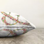 Beyaz Zemin Yaprak Temalı & Harfi Özel Tasarım Dijital Baskılı Raşel Kadife Yastık Kırlent Kılıfı Realhomes