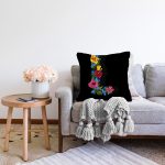 Siyah Zemin Renkli Gül Temalı L Harfi Özel Tasarım Dijital Baskılı Raşel Kadife Yastık Kırlent Kılıfı Realhomes