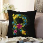 Siyah Zemin Renkli Gül Temalı R Harfi Özel Tasarım Dijital Baskılı Raşel Kadife Yastık Kırlent Kılıfı Realhomes