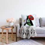 Mavi Zemin Çiçek Desenli Siyah A Harfi Özel Tasarım Dijital Baskılı Raşel Kadife Yastık Kırlent Kılıfı Realhomes