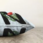 - Sonil-K9638-Gorsel3 - Realhomes  Mavi Zemin Çiçek Desenli Siyah N Harfi Özel Tasarım Dijital Baskılı Raşel Kadife Yastık Kırlent Kılıfı Realhomes