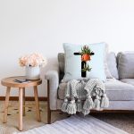 Mavi Zemin Çiçek Desenli Siyah T Harfi Özel Tasarım Dijital Baskılı Raşel Kadife Yastık Kırlent Kılıfı Realhomes