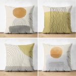 4'lü Güneşin Doğuşu Özel Tasarımlı Dijital Baskılı Modern Süet Kırlent Kılıfı Seti Realhomes