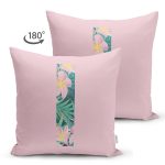 Pembe Zemin Tropik Yapraklı I Harfi Özel Tasarım Modern Suet Yastık Kırlent Kılıfı Realhomes