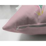 Pembe Zemin Tropik Yapraklı K Harfi Özel Tasarım Modern Suet Yastık Kırlent Kılıfı Realhomes