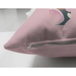 Pembe Zemin Tropik Yapraklı M Harfi Özel Tasarım Modern Suet Yastık Kırlent Kılıfı Realhomes
