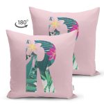 Pembe Zemin Tropik Yapraklı R Harfi Özel Tasarım Modern Suet Yastık Kırlent Kılıfı Realhomes