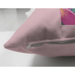 Pembe Zemin Tropik Yapraklı W Harfi Özel Tasarım Modern Suet Yastık Kırlent Kılıfı Realhomes