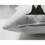 Beyaz Zemin Yaprak Motifli Siyah K Harfi Özel Tasarım Modern Suet Yastık Kırlent Kılıfı Realhomes