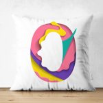 Beyaz Zemin Renkli 0 Rakamlı Özel Tasarım Modern Suet Yastık Kırlent Kılıfı Realhomes