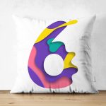 Beyaz Zemin Renkli 6 Rakamlı Özel Tasarım Modern Suet Yastık Kırlent Kılıfı Realhomes